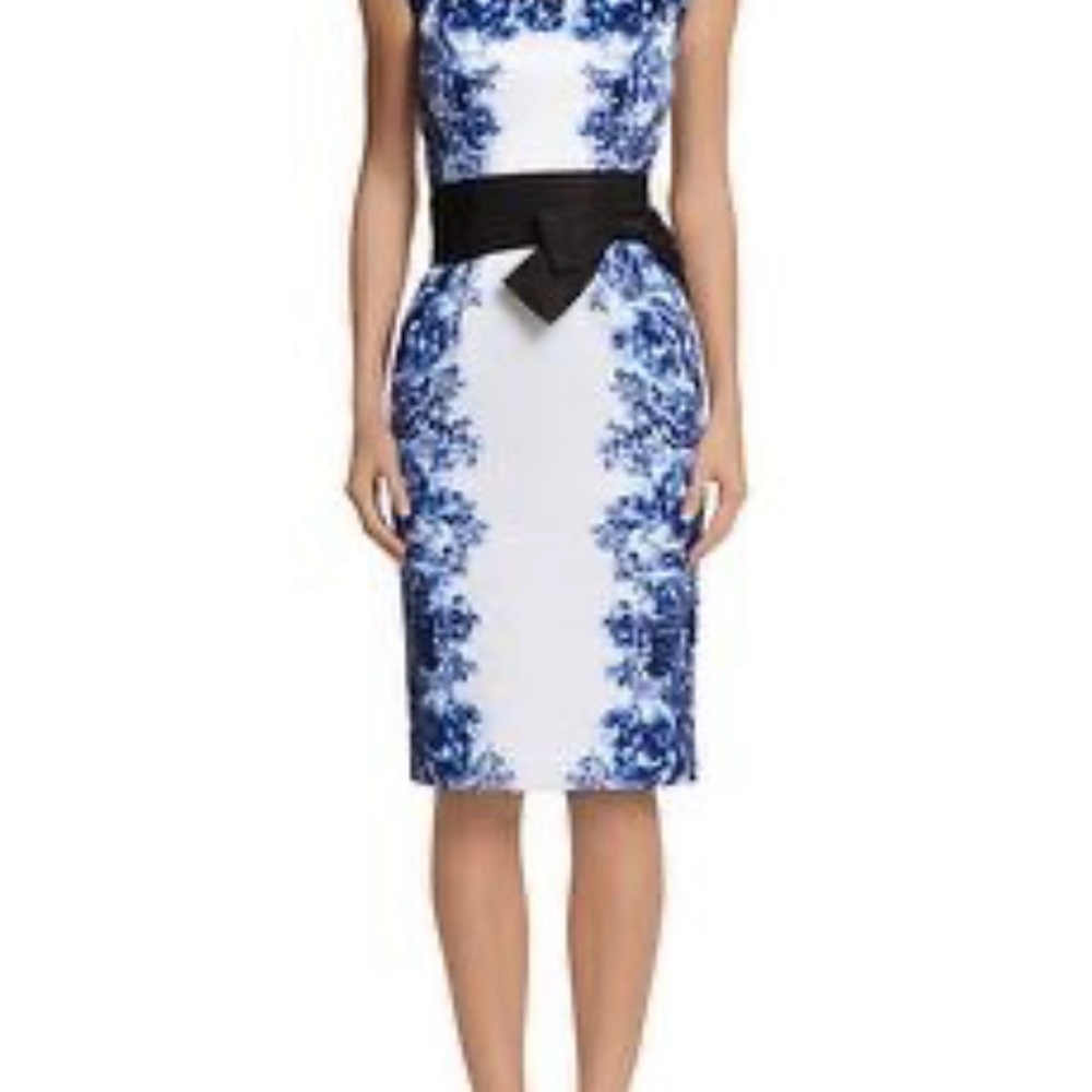 NWT WHBM Blue Floral Sheath dress - Sz 10P